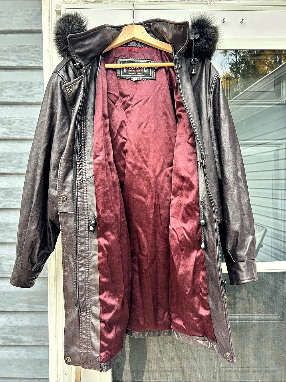 ✨Rare✨Vintage✨| PLONGÉ | 🍁Cuir Leather | XL | Genuine Fur Hood Parka 🦊